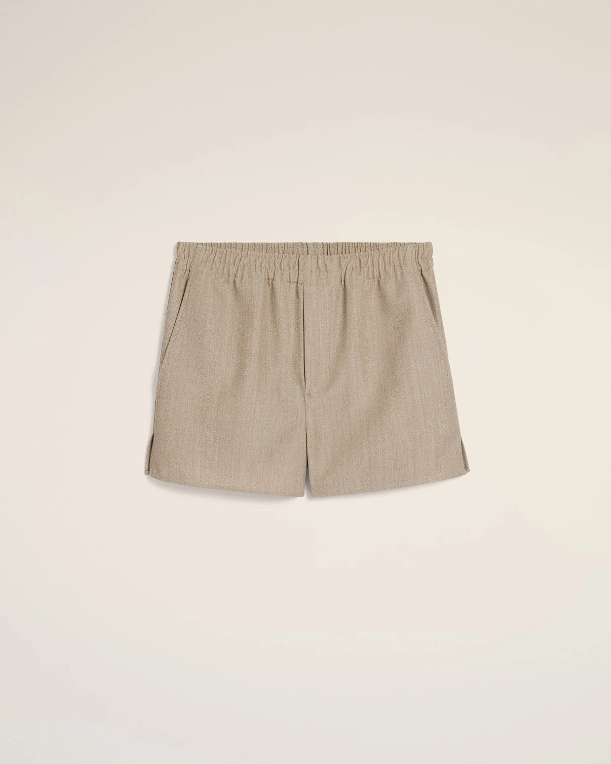 Beige Wool Elasticated Short