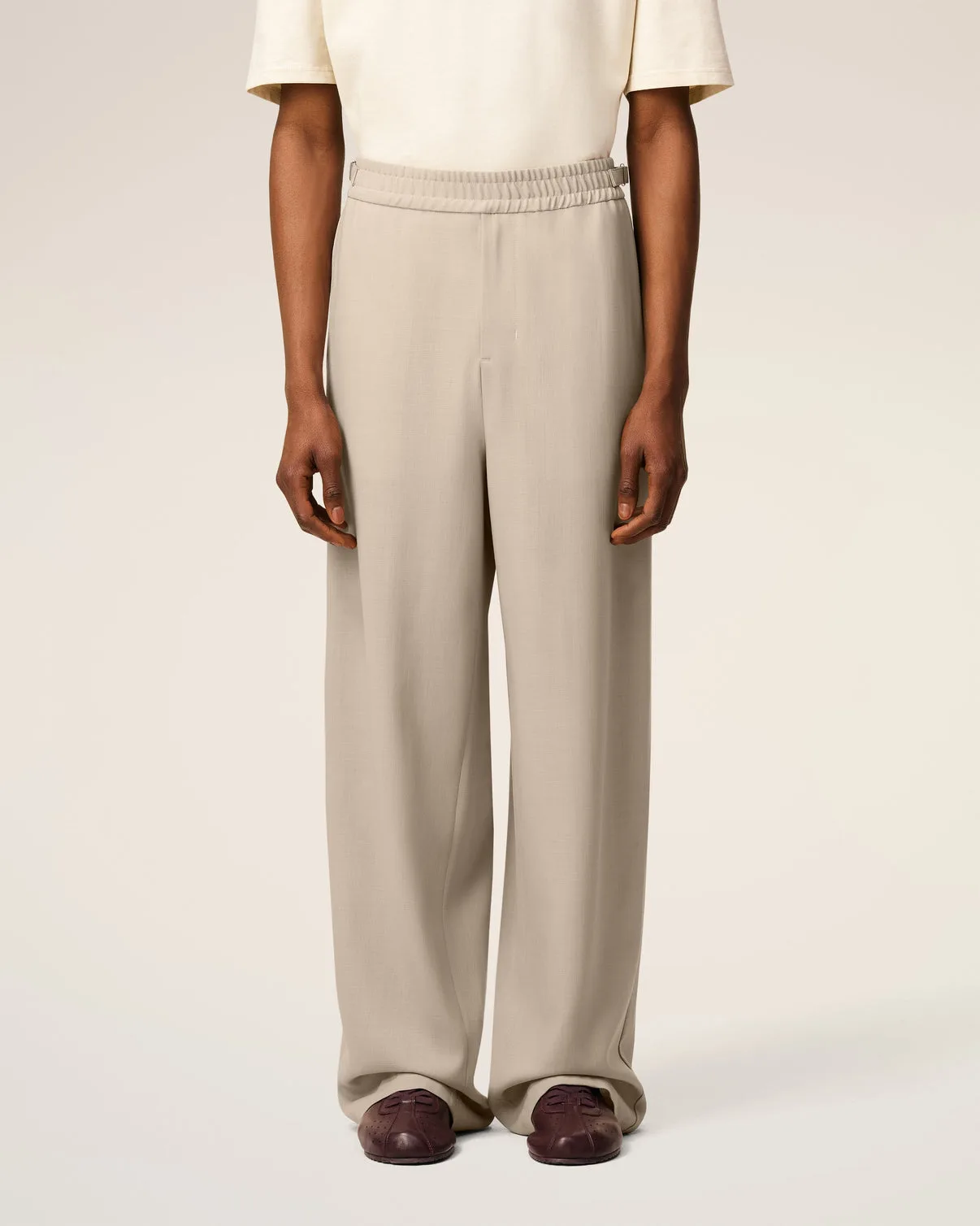 Beige Wool Elasticated Pants