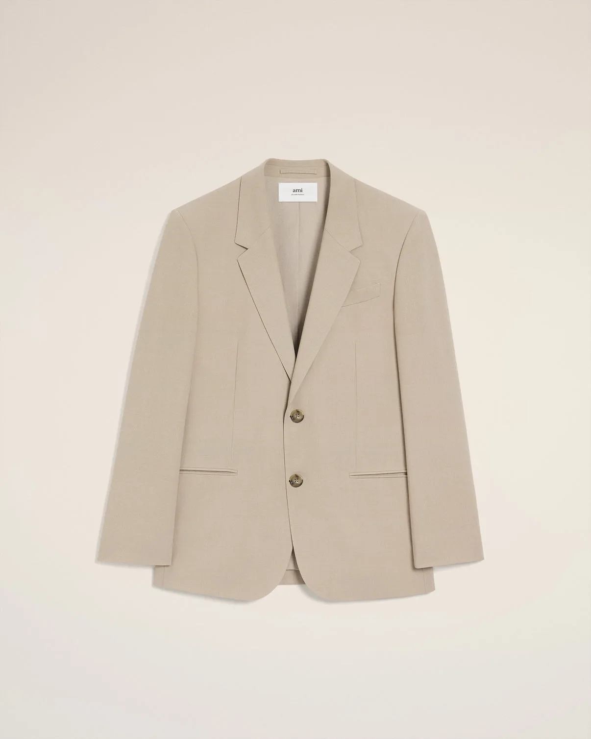 Beige Wool Single Breasted Jacket