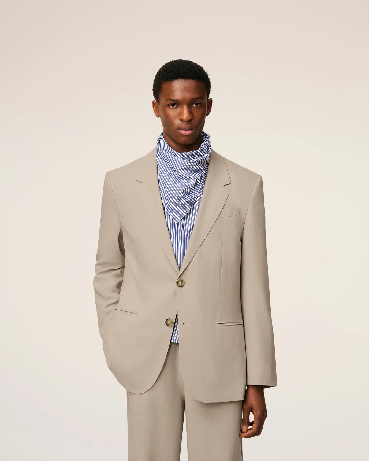 Beige Wool Single Breasted Jacket
