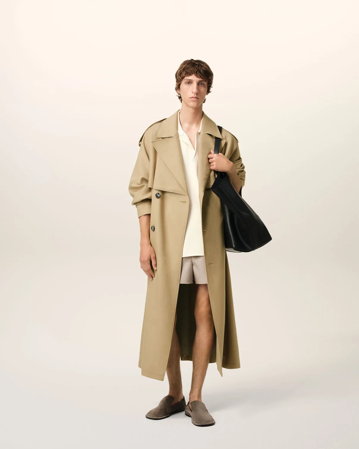 Beige Wool Trench Coat