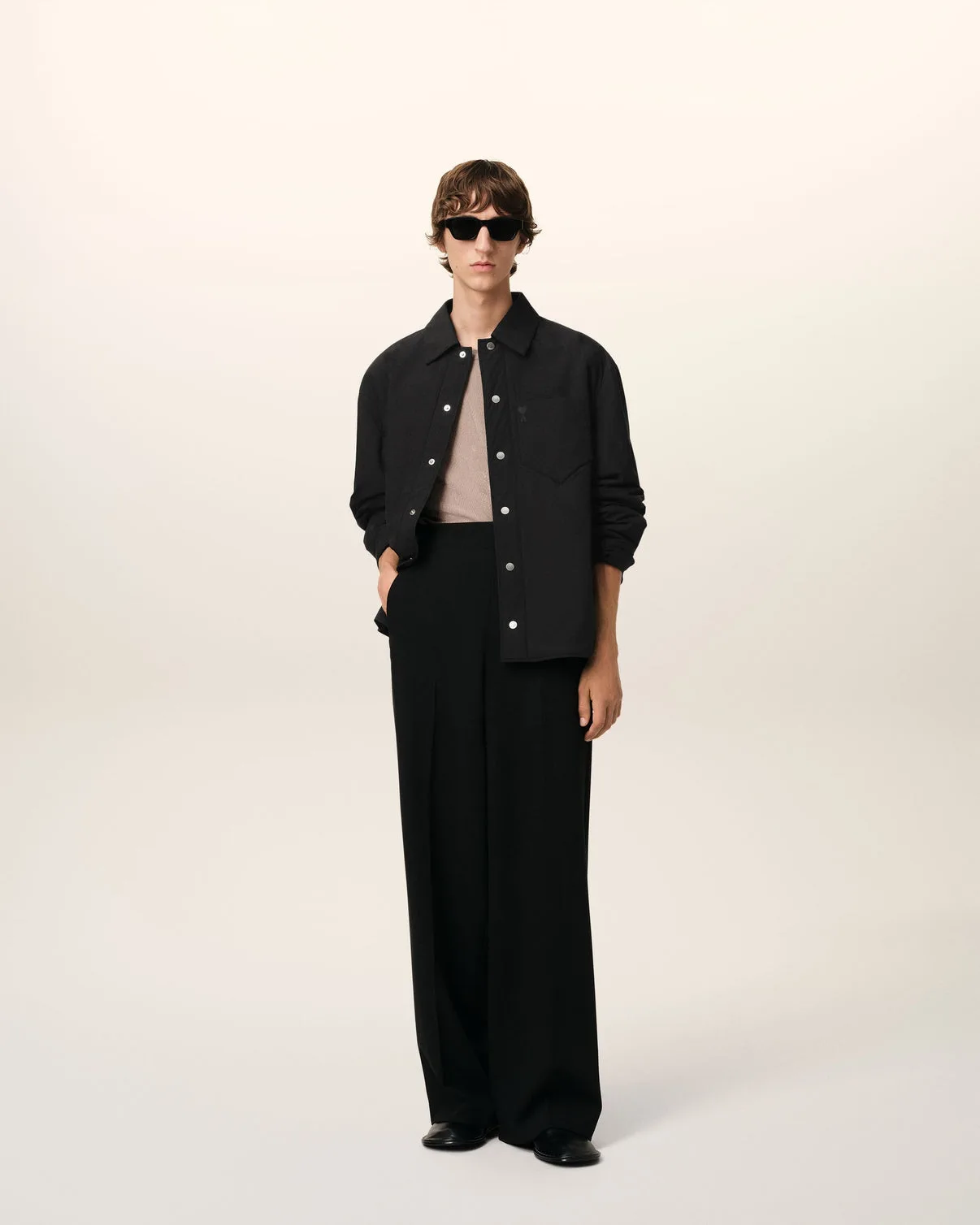 Black Canvas Padded Overshirt