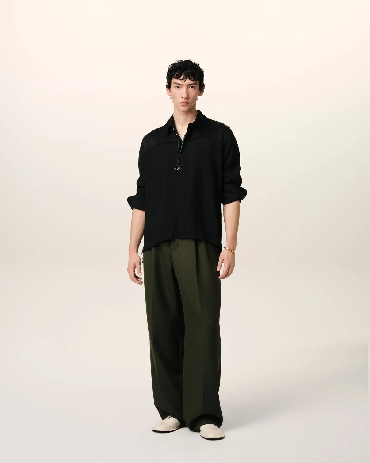 Black Contrasted Top Long Sleeve Shirt
