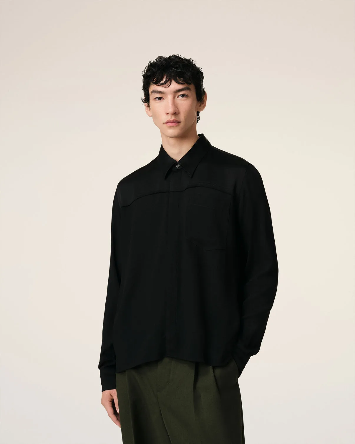 Black Contrasted Top Long Sleeve Shirt