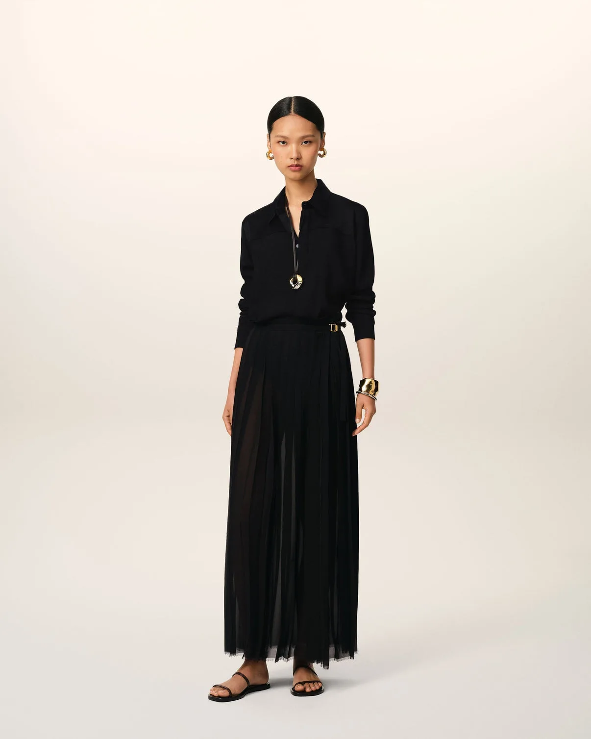 Black Contrasted Top Long Sleeve Shirt