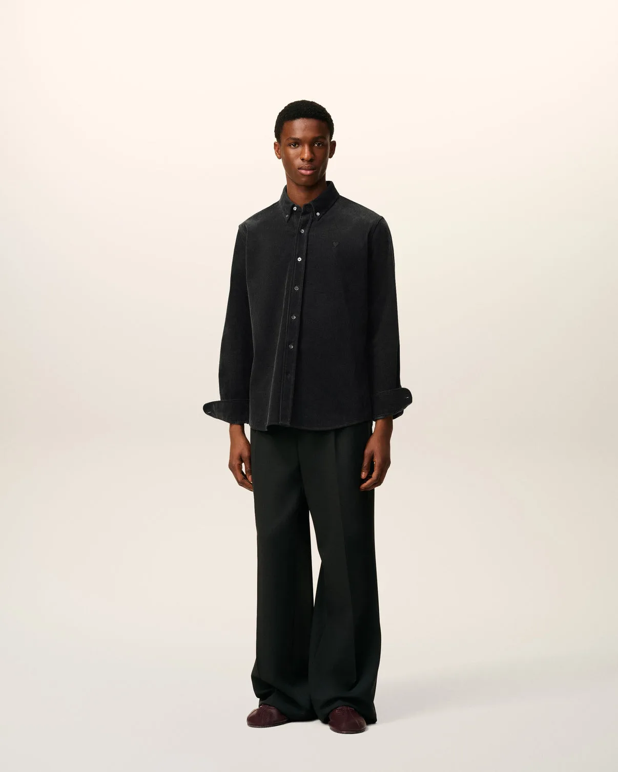 Black Cotton Button Down Shirt