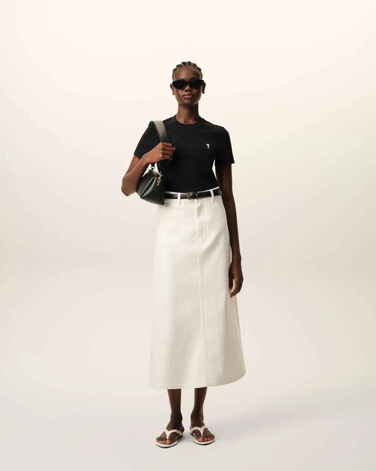 Black Cotton Cropped T-shirt