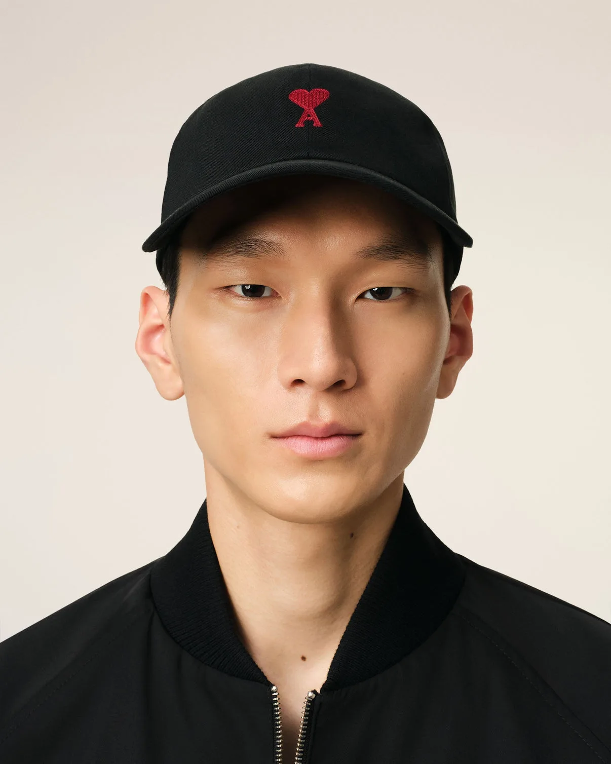 Black Cotton Gabardine Embroidery Cap