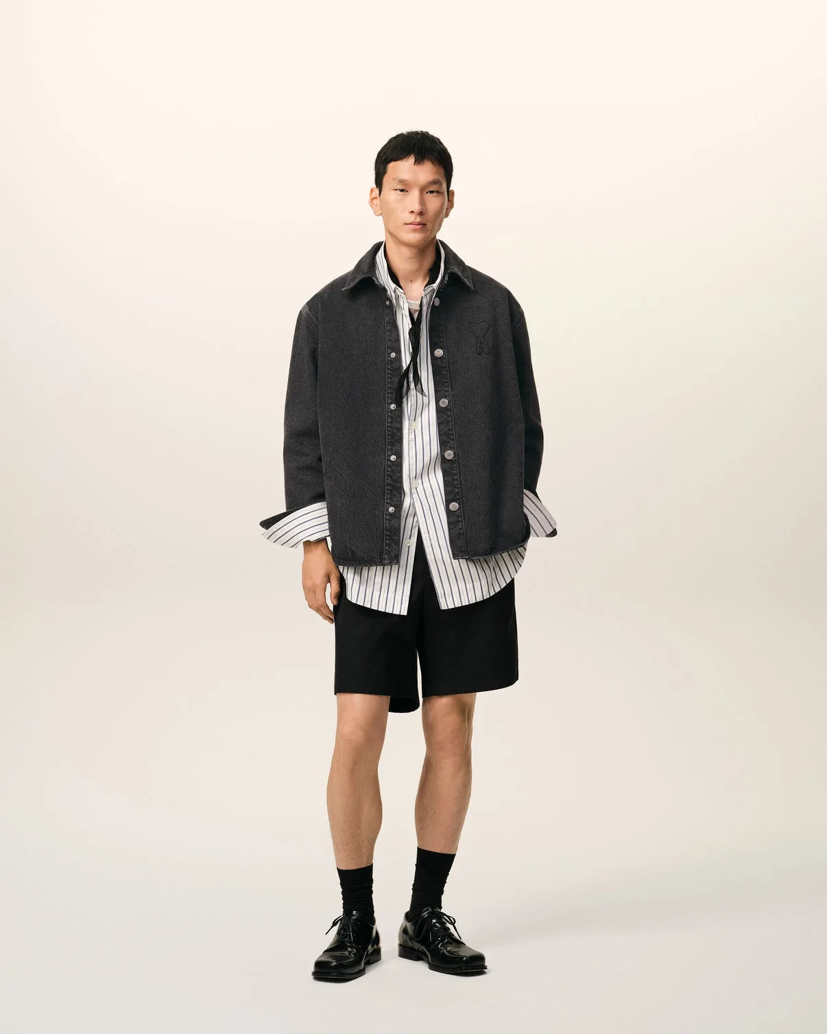 Black Cotton Knitted Overshirt