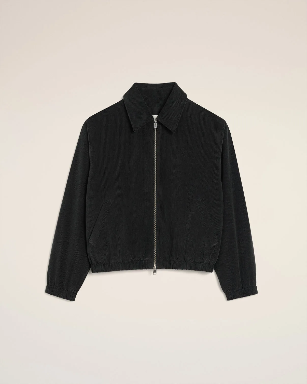 Black Cotton Padded Zipped Jacket