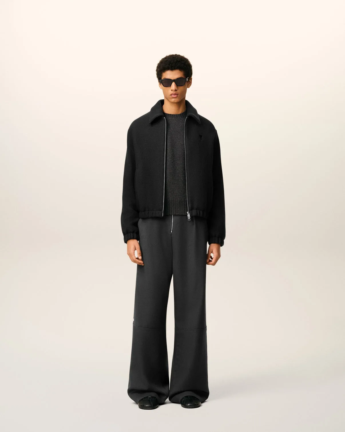Black Cotton Padded Zipped Jacket