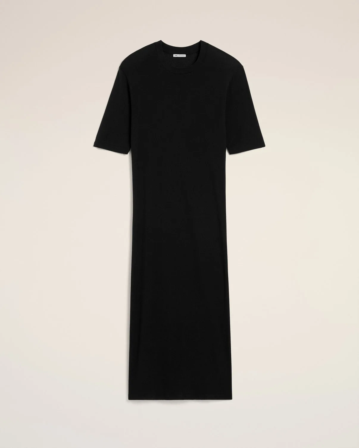 Black Cotton Short Sleeve Midi Dress