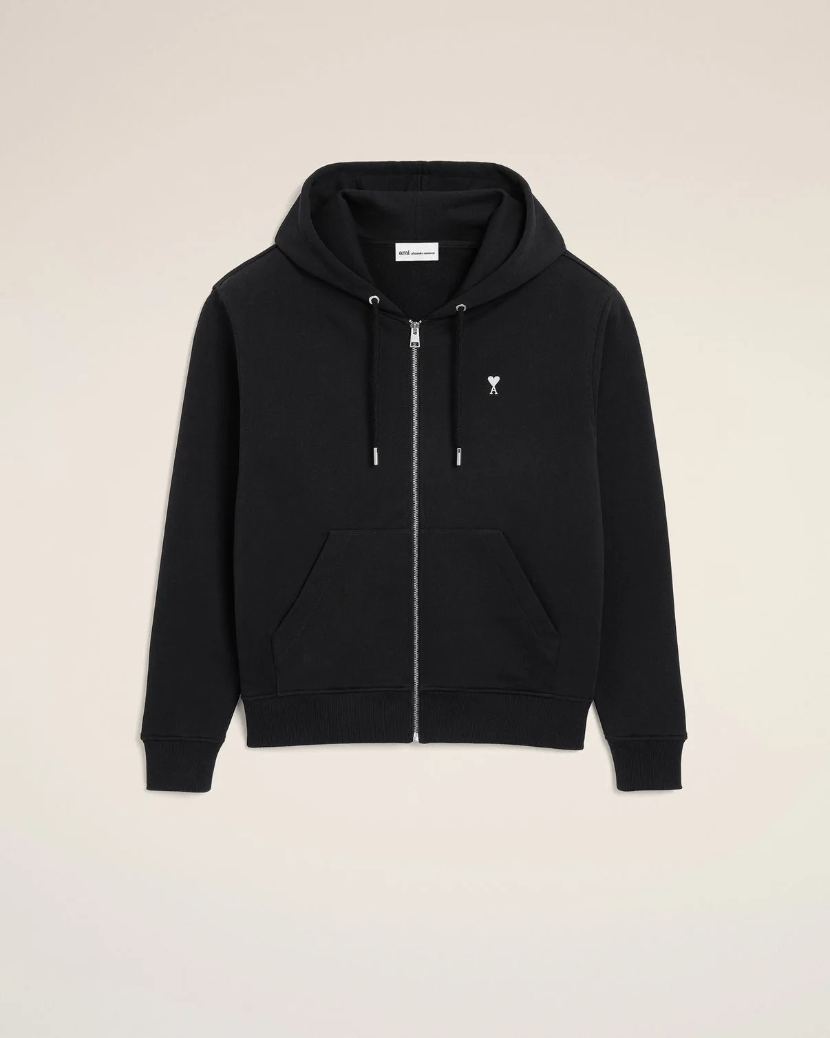Black Cotton Zipped Hoodie