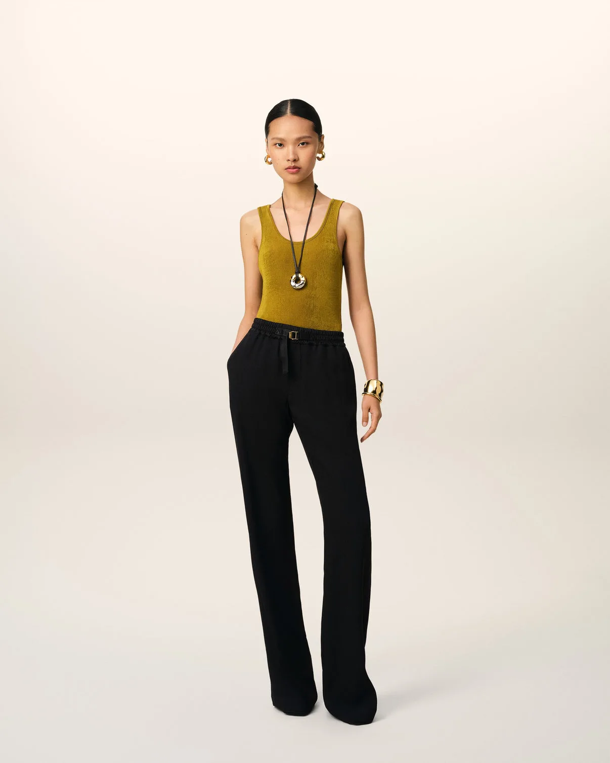 Black Flare Fit Elasticated Pants