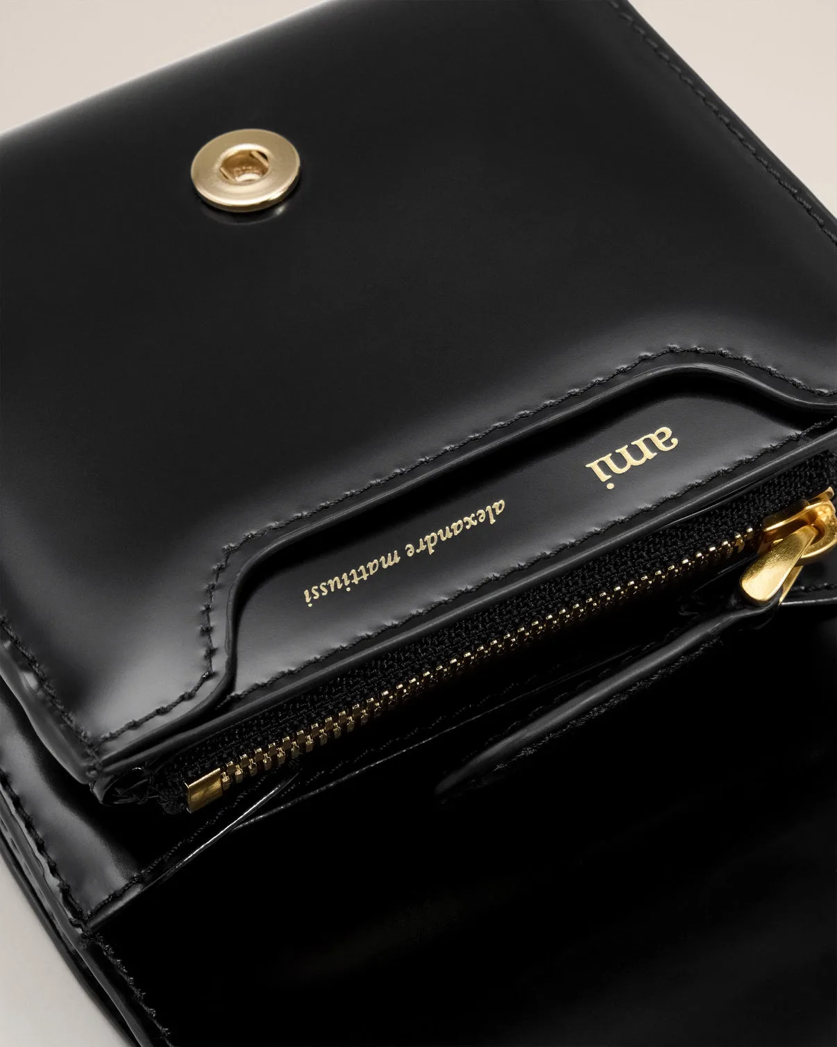 Black Glazed Leather Paris Paris Compact Wallet