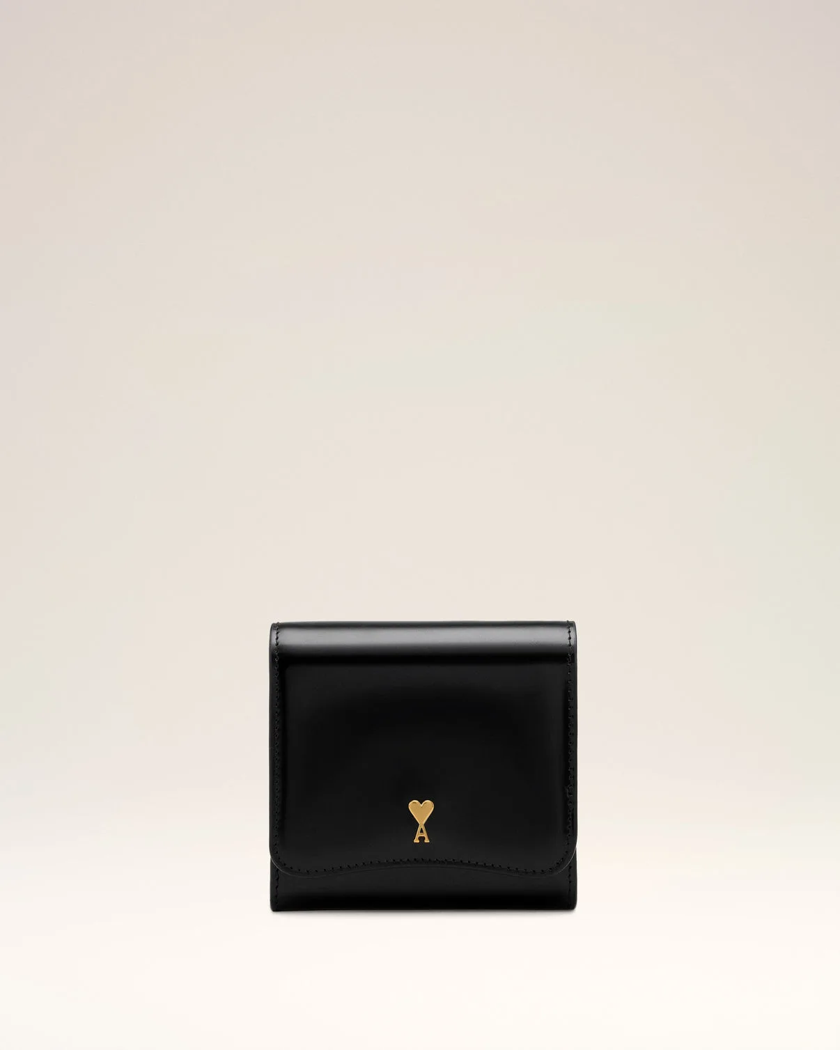 Black Glazed Leather Paris Paris Compact Wallet