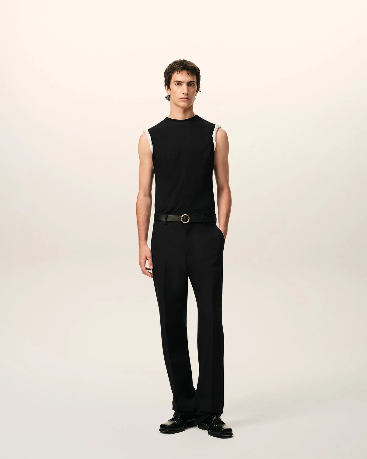 Black Jersey Sleeveless Fitted Top