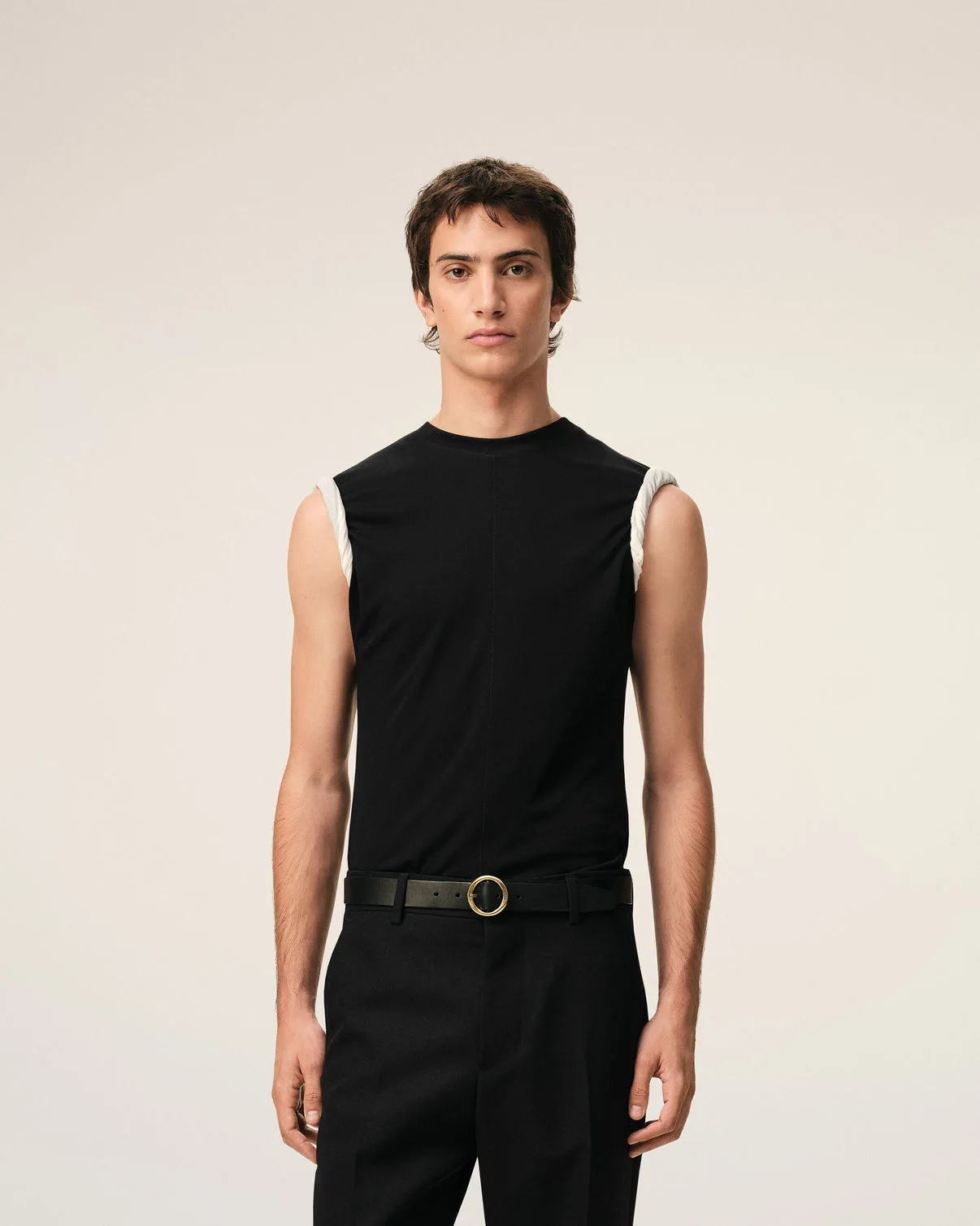 Black Jersey Sleeveless Fitted Top