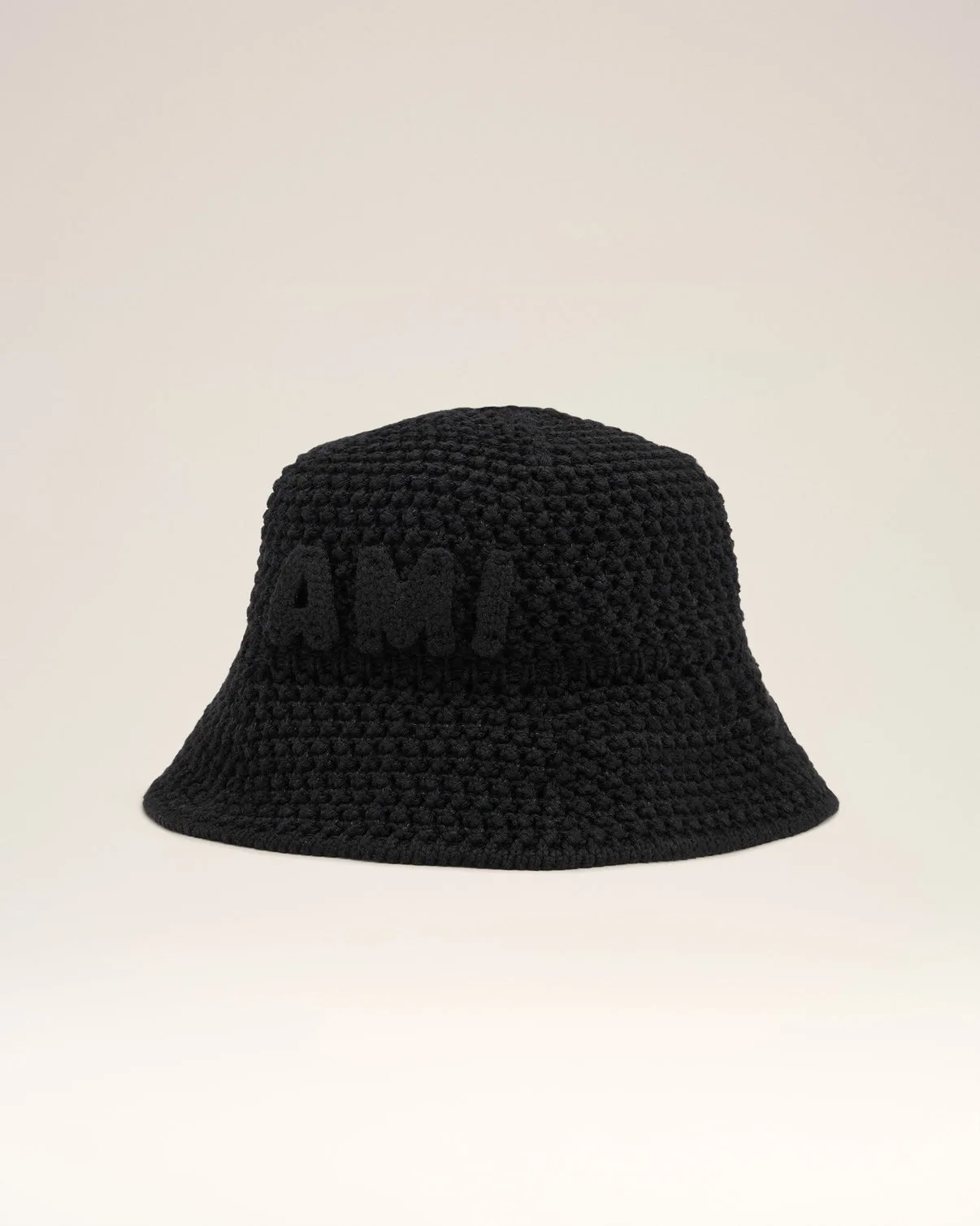 Black Knit Patch Bucket Hat