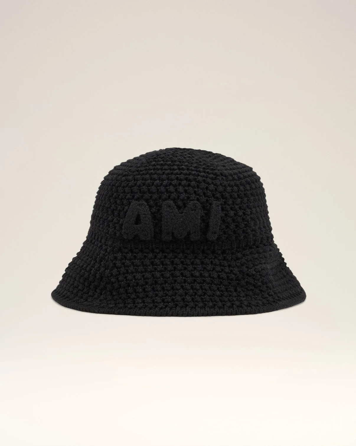 Black Knit Patch Bucket Hat