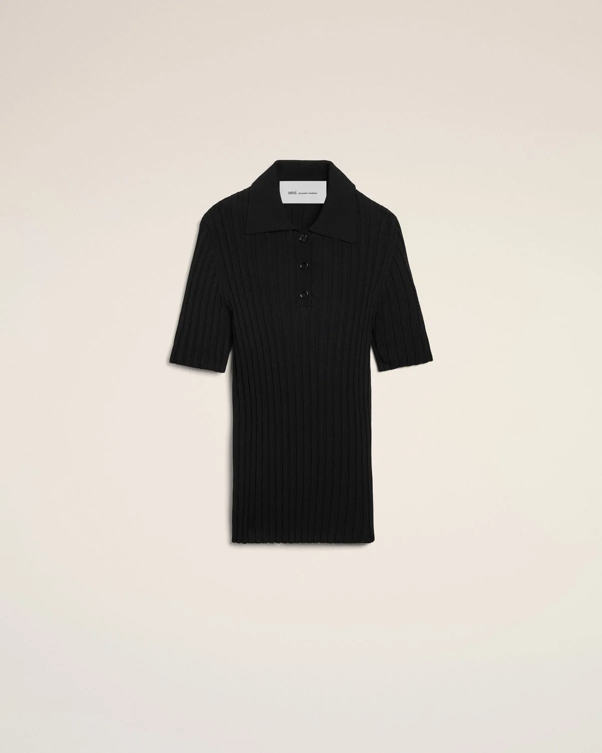 Black Knit Short Sleeves Polo