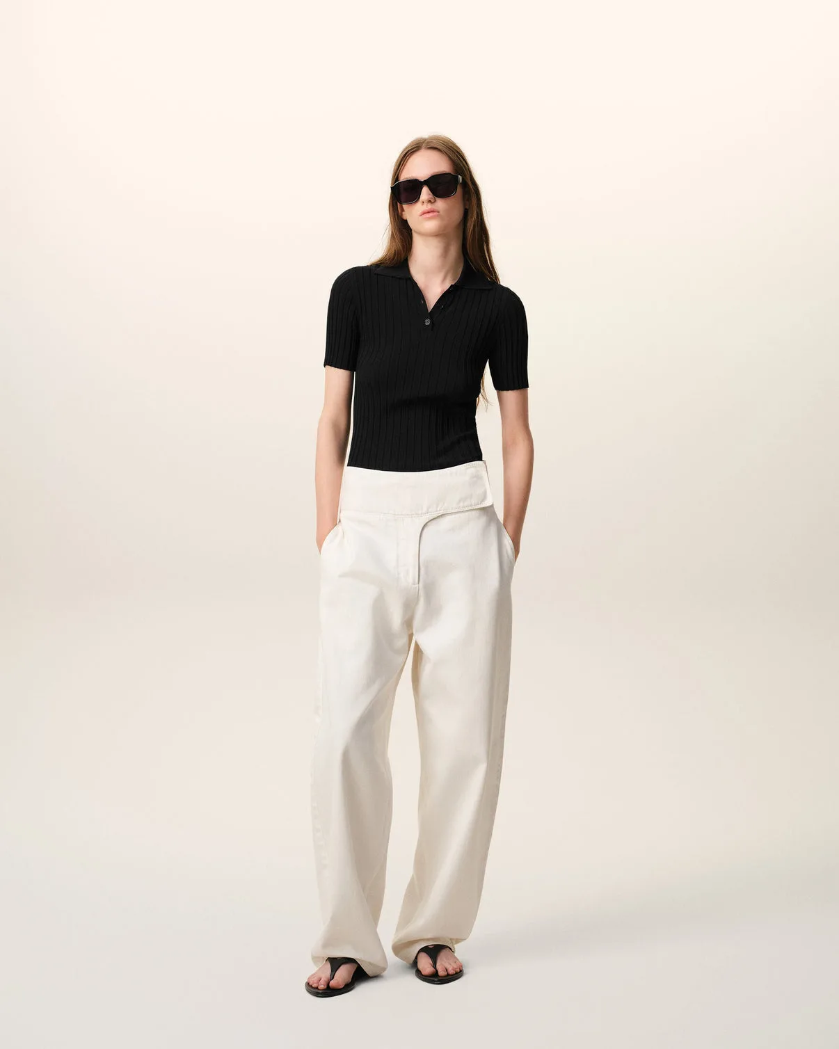 Black Knit Short Sleeves Polo