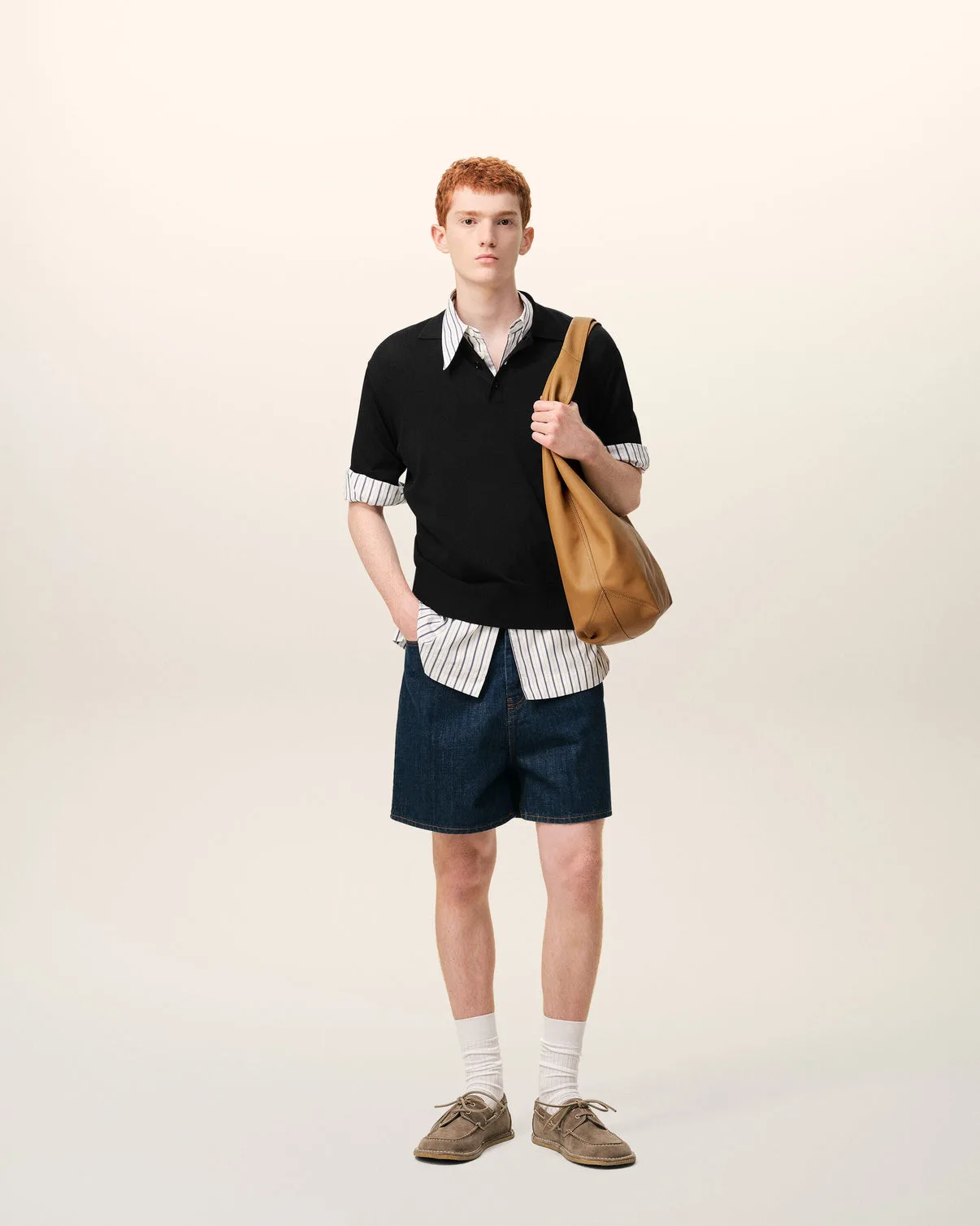 Black Knit Short Sleeves Polo