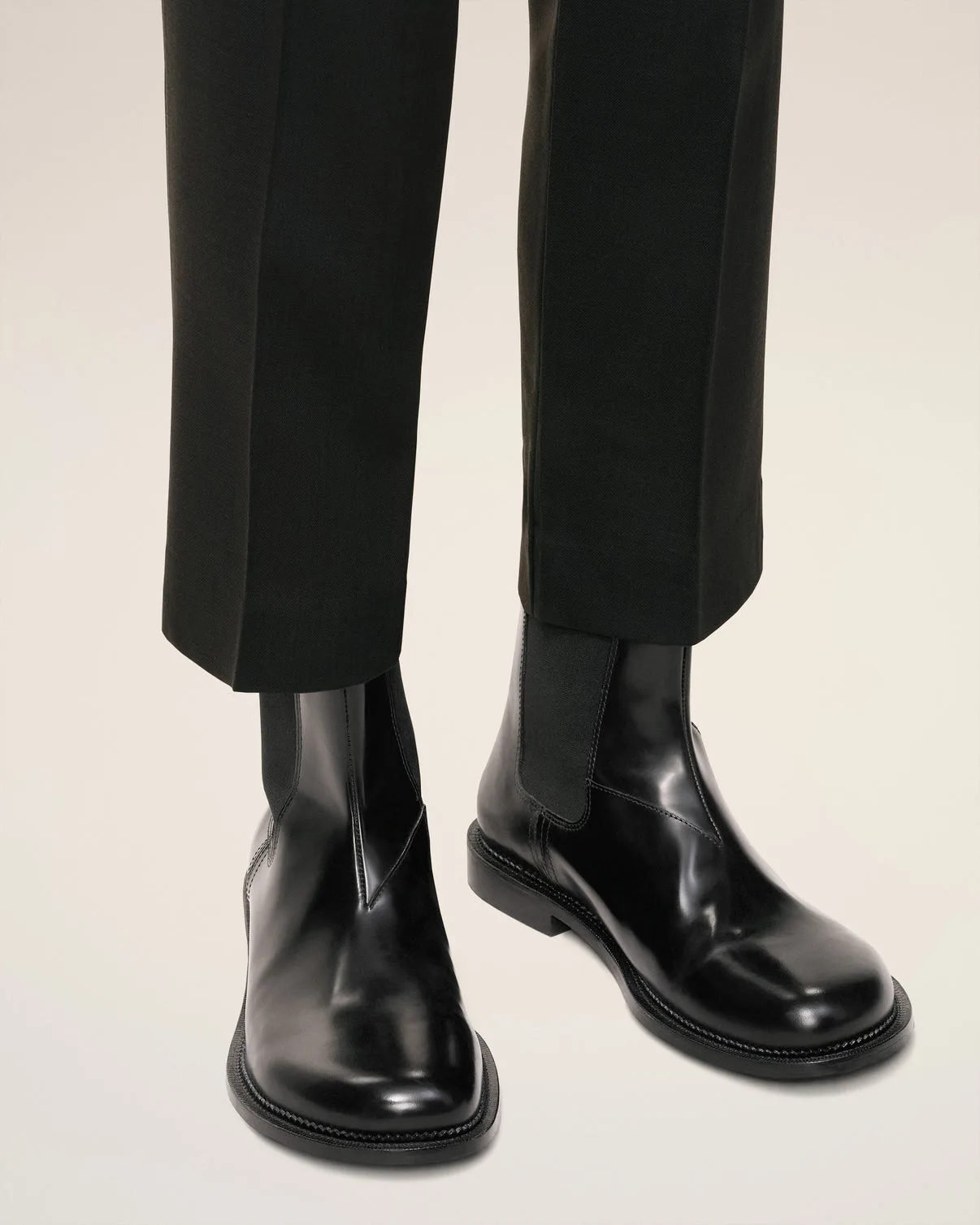 Black Leather Anatomical Toe Chelsea Boots