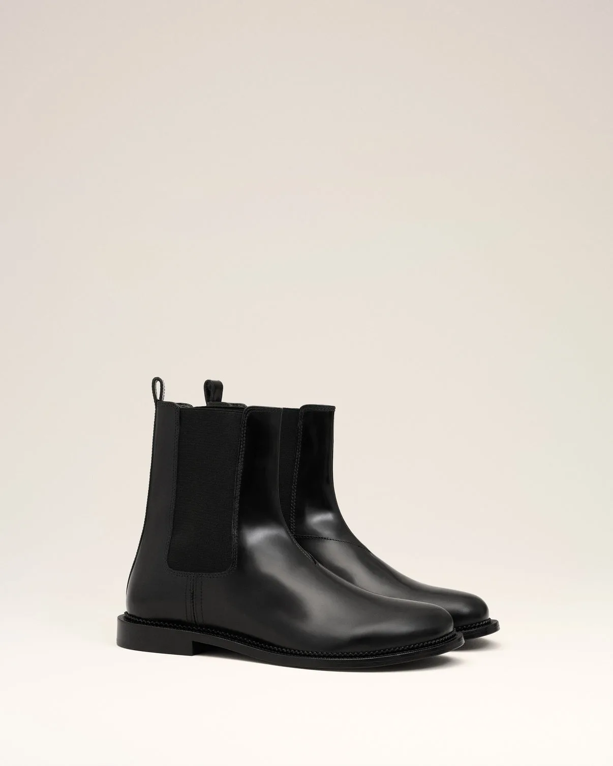 Black Leather Anatomical Toe Chelsea Boots