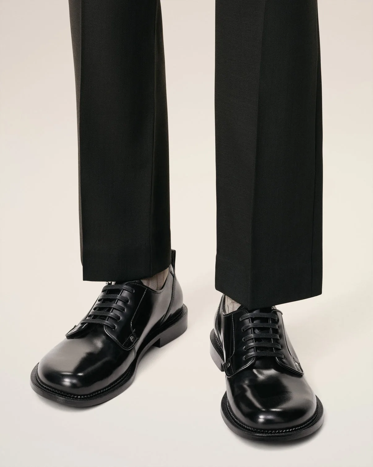 Black Leather Anatomical Toe Derbies