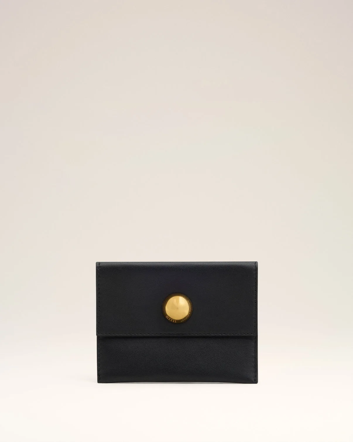 Black Leather Carrousel Folded Card Holder