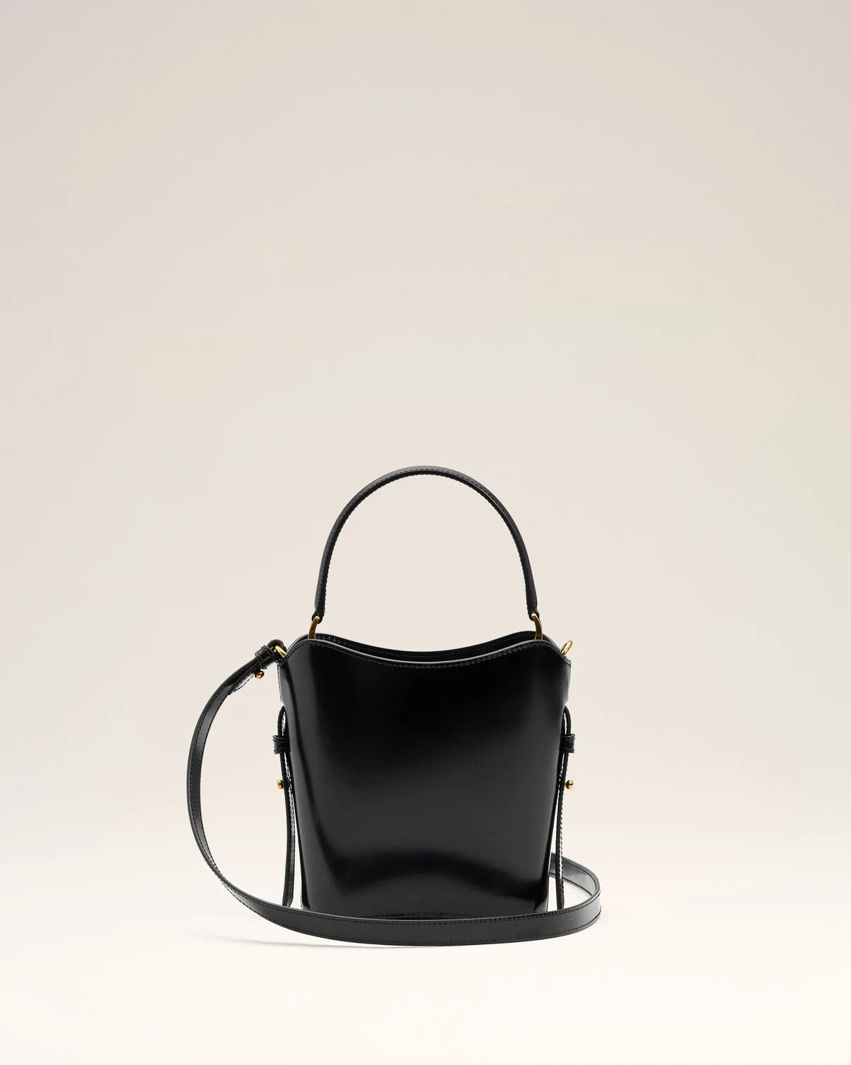 Black Leather Mini Paris Paris Bucket Bag