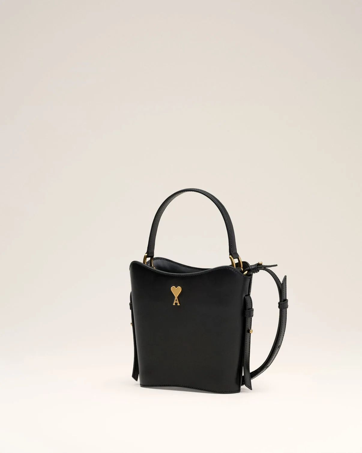 Black Leather Mini Paris Paris Bucket Bag