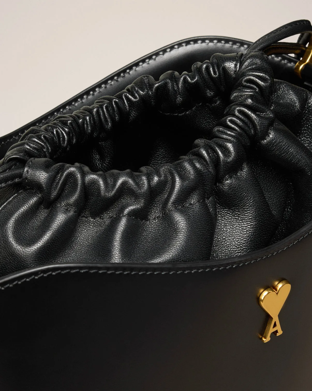 Black Leather Paris Paris Bucket Bag