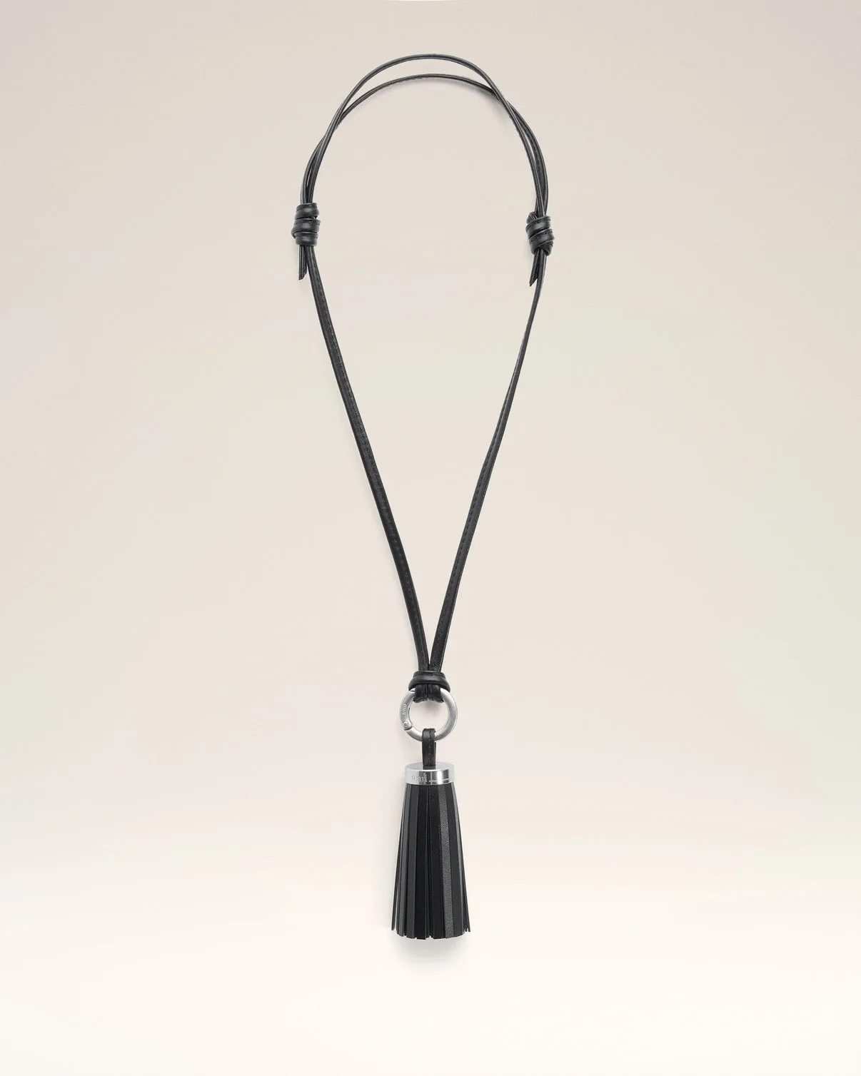 Black Leather Pompom Keyring