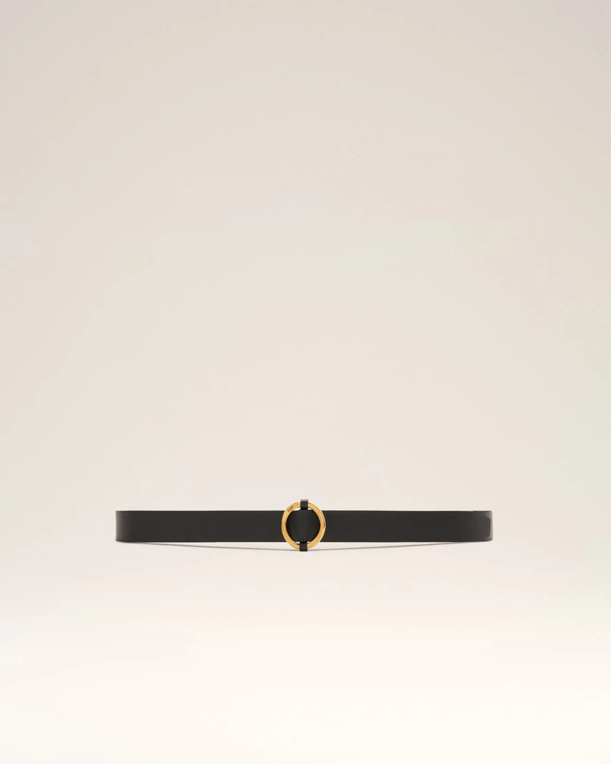 Black Leather Round Buckle Belt