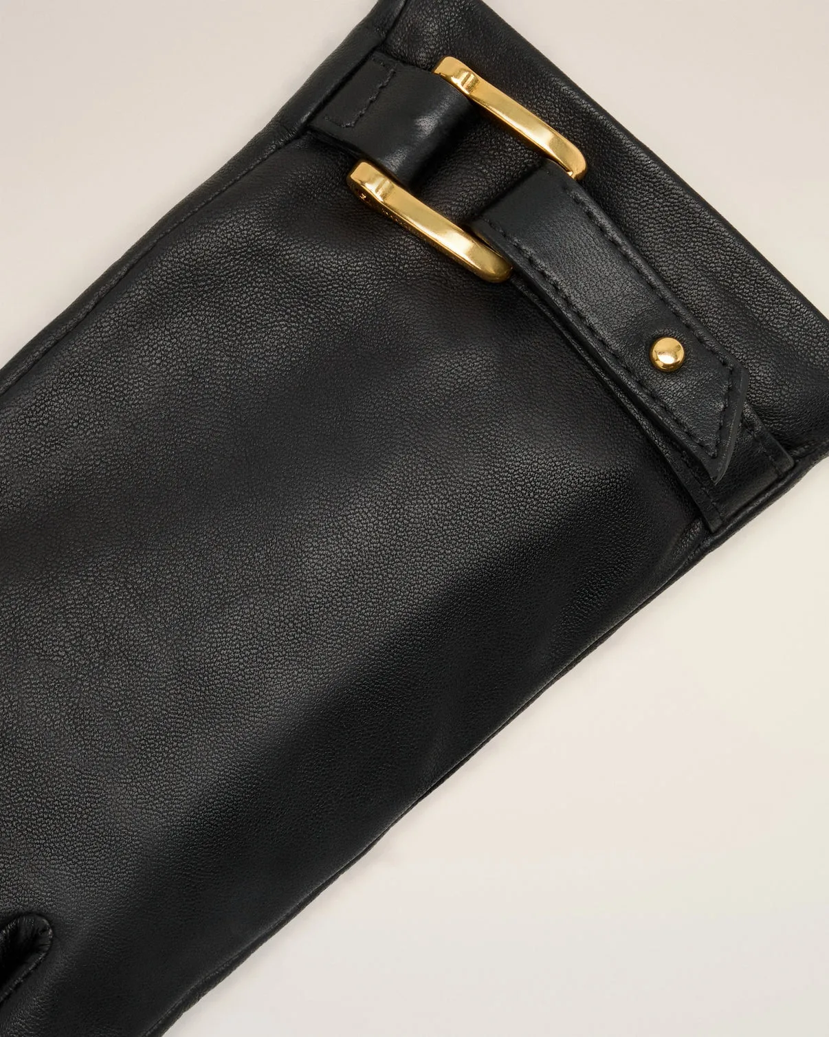 Black Leather Strap Detail Gloves
