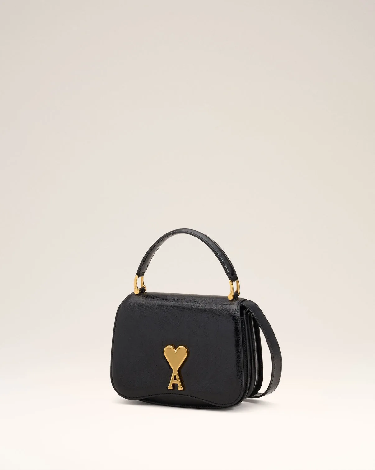 Black Leather Top Handle Paris Paris Bag