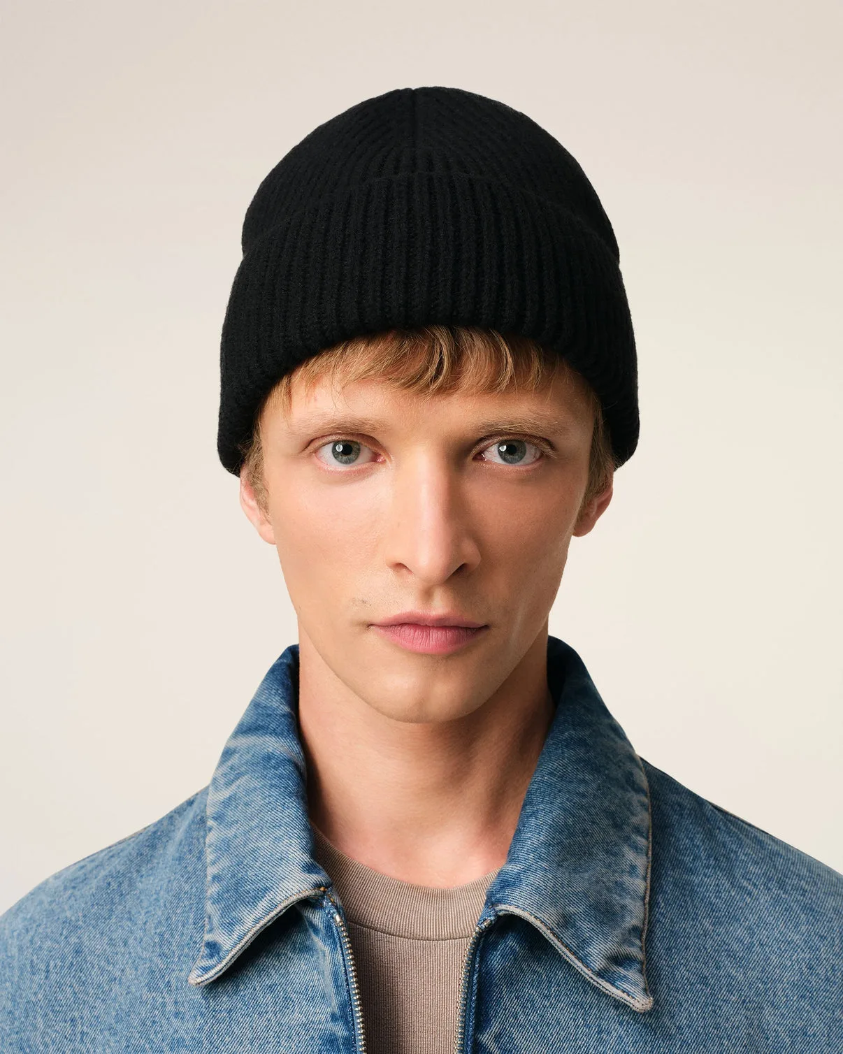 Black Merino Wool Beanie