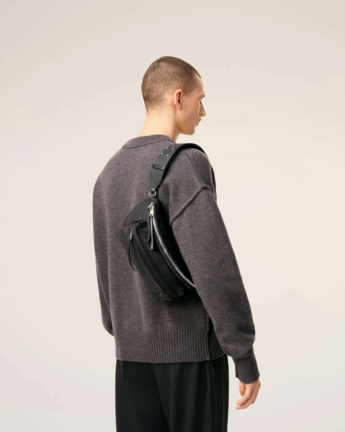 Black Nylon Canvas Marcel Bumbag
