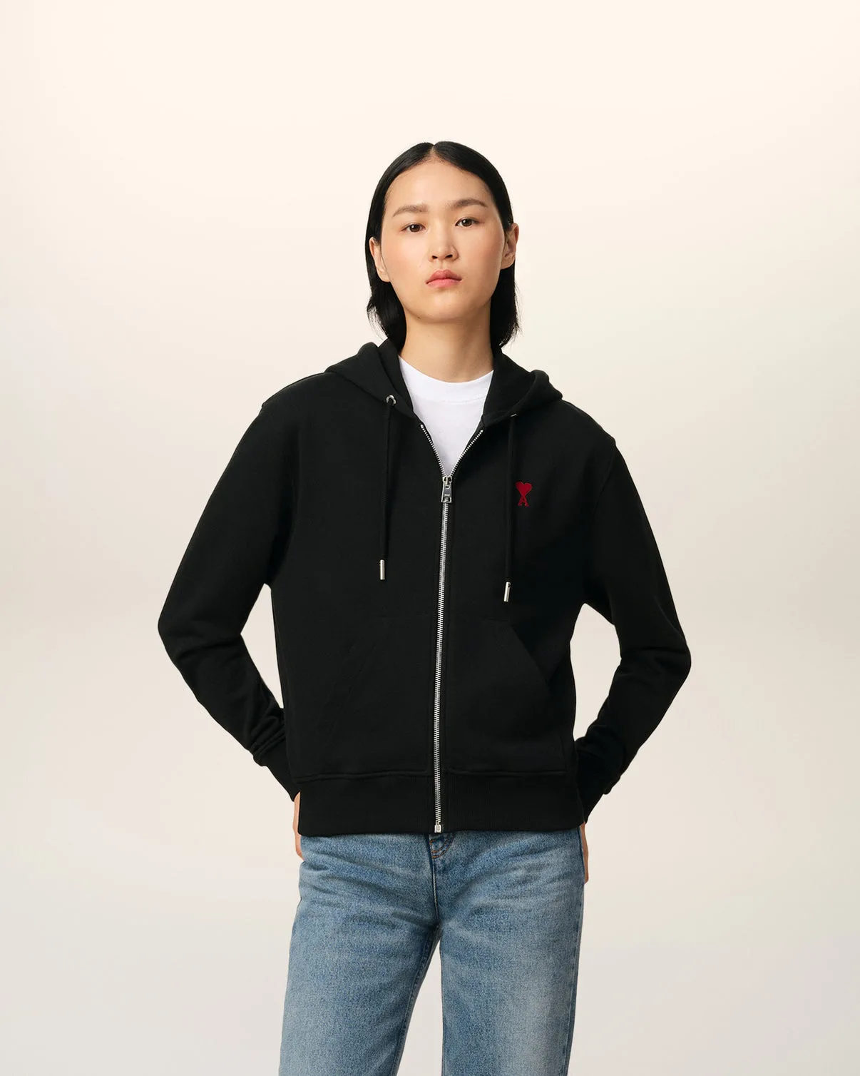 Black Organic Cotton Zipped Hoodie