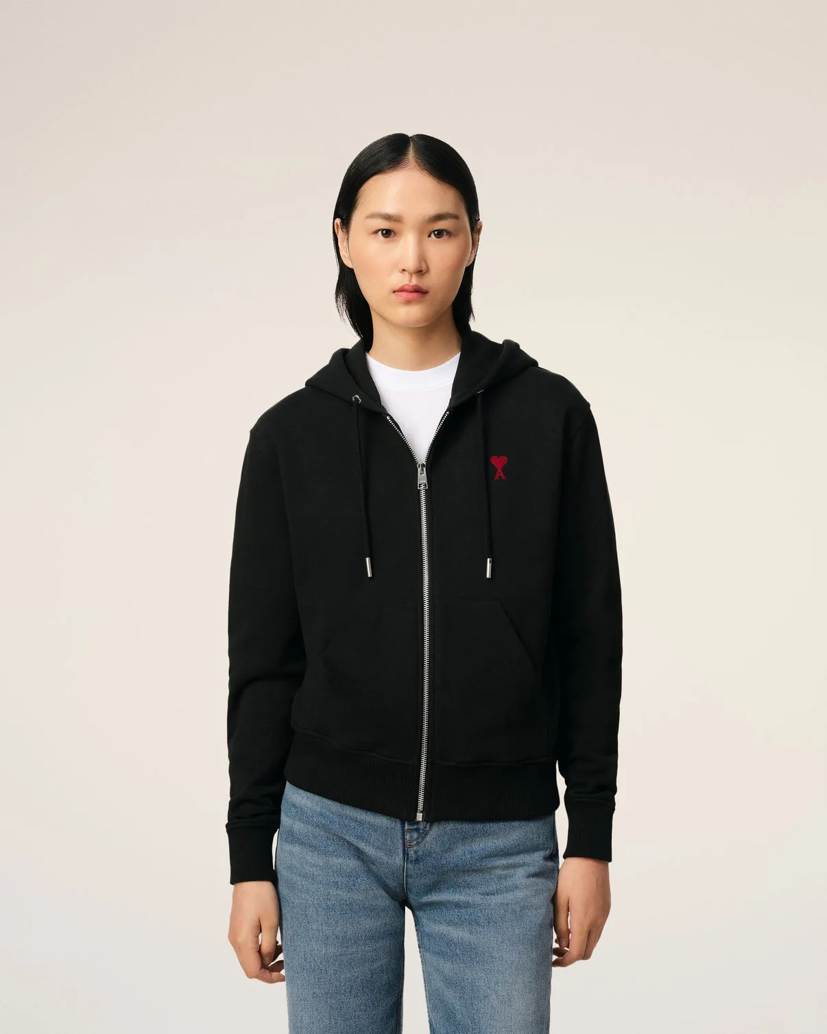 Black Organic Cotton Zipped Hoodie