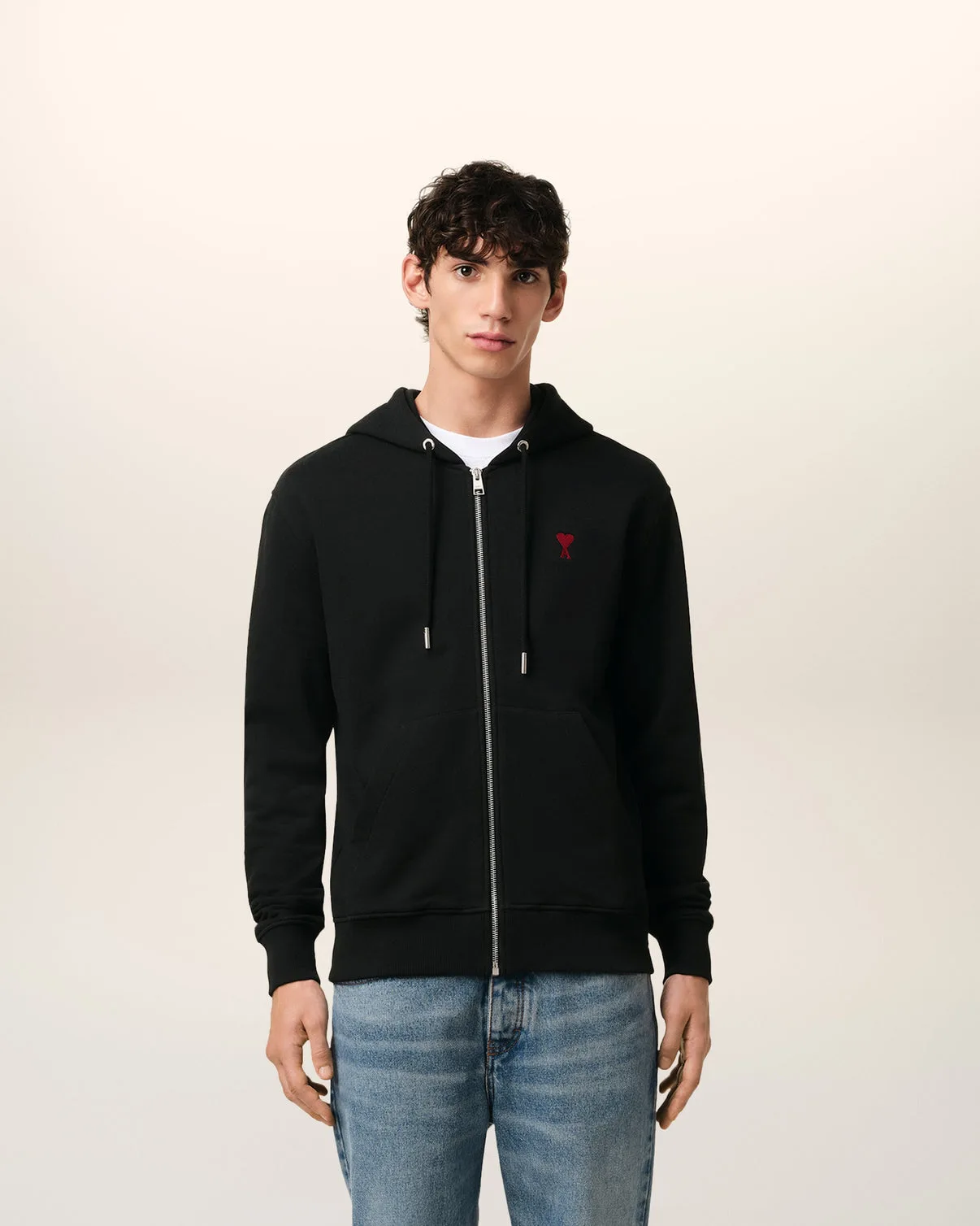 Black Organic Cotton Zipped Hoodie