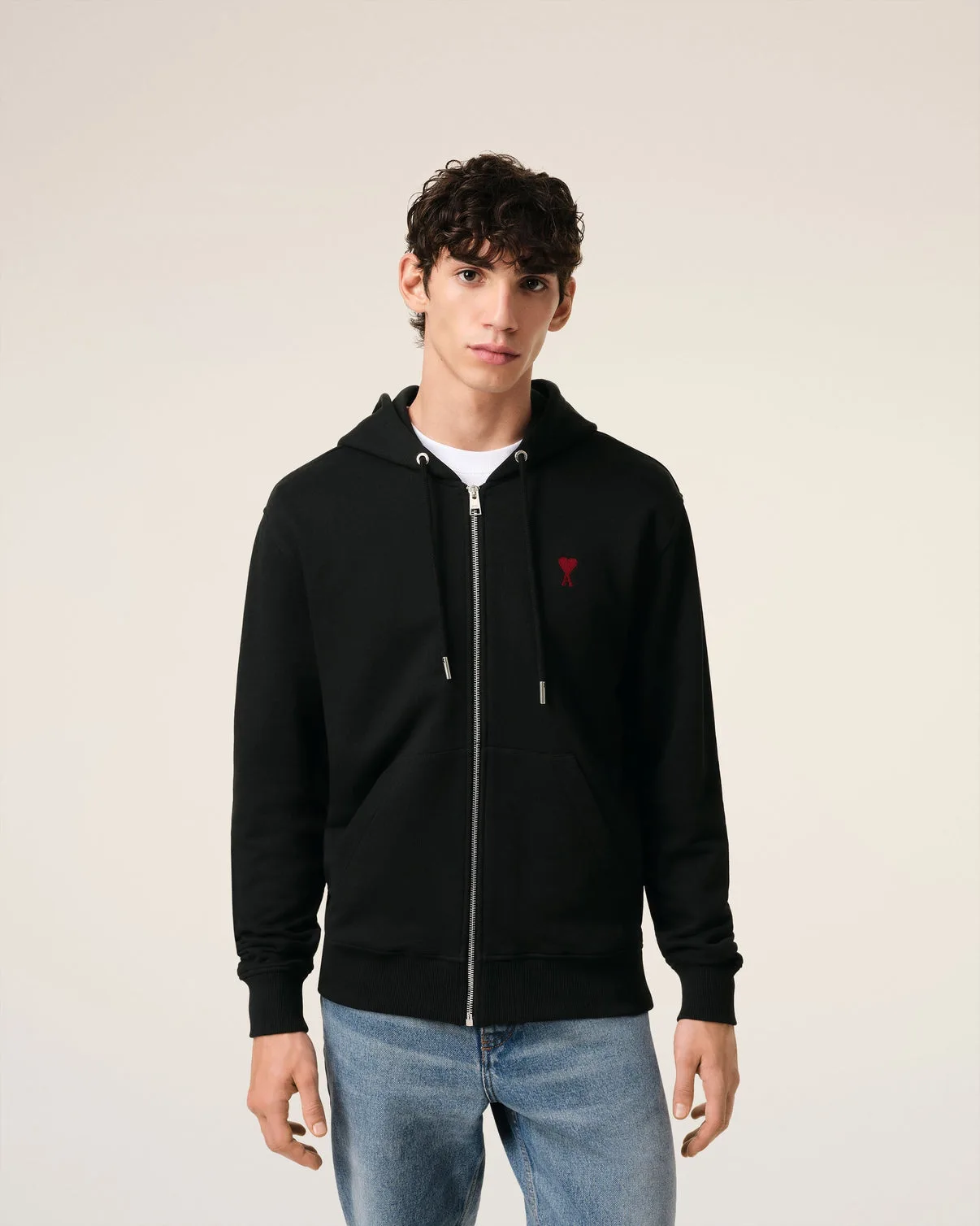 Black Organic Cotton Zipped Hoodie