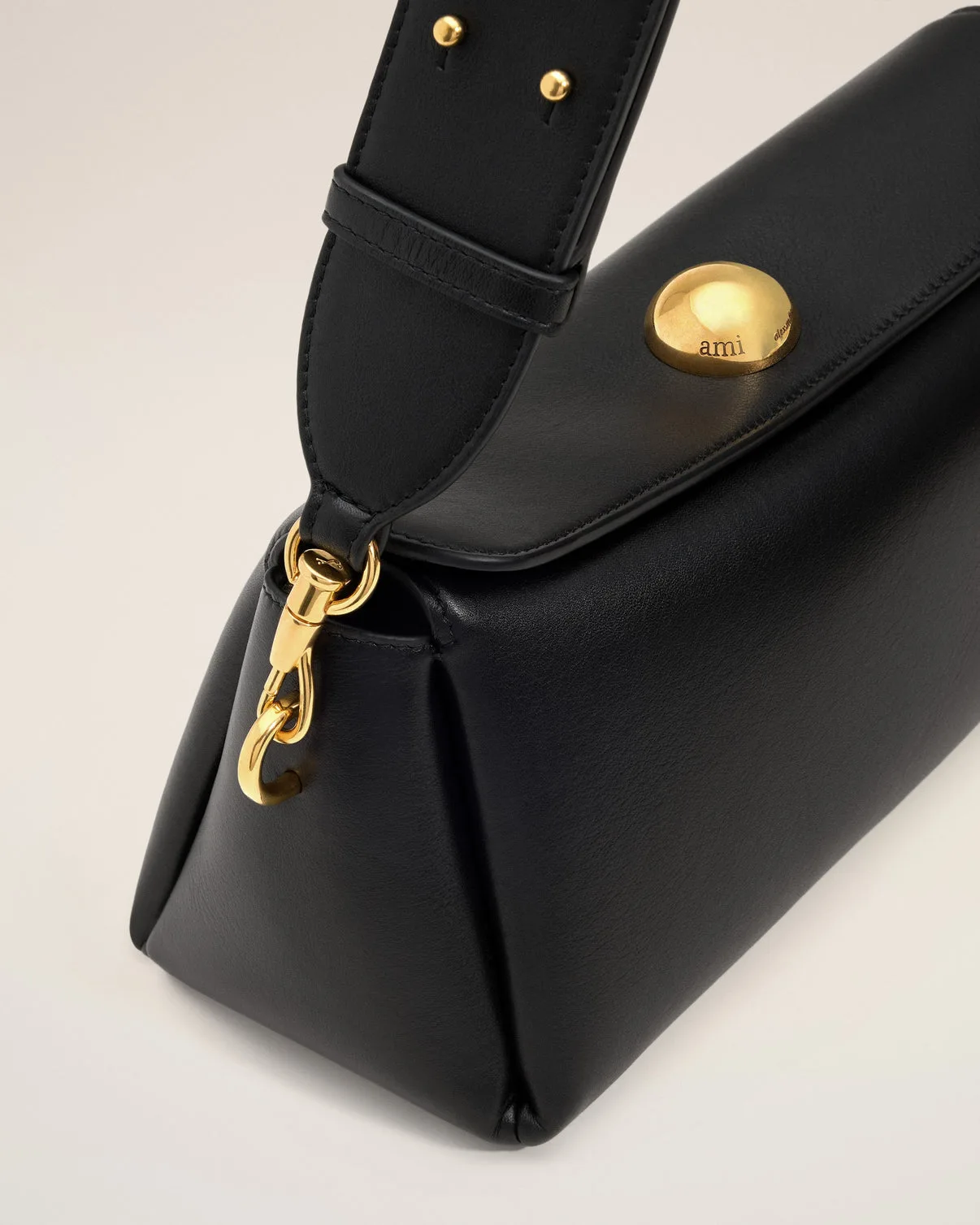 Black Smooth Leather Carrousel Bag