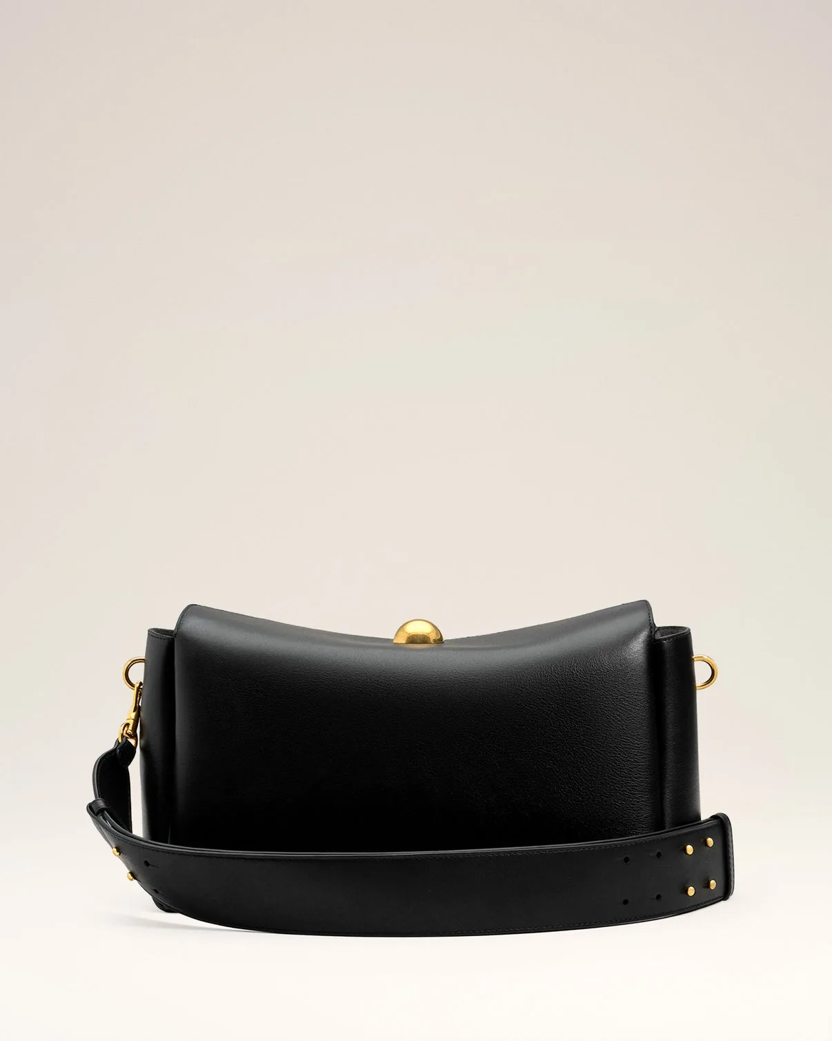 Black Smooth Leather Carrousel Medium Bag