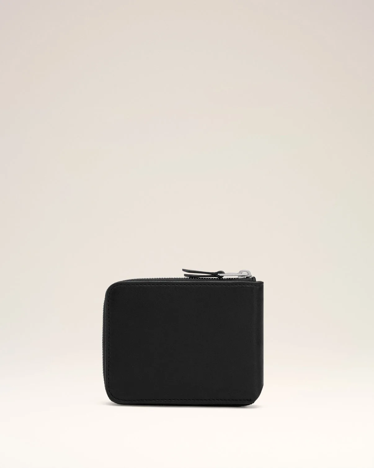 Black Smooth Leather Compact Wallet