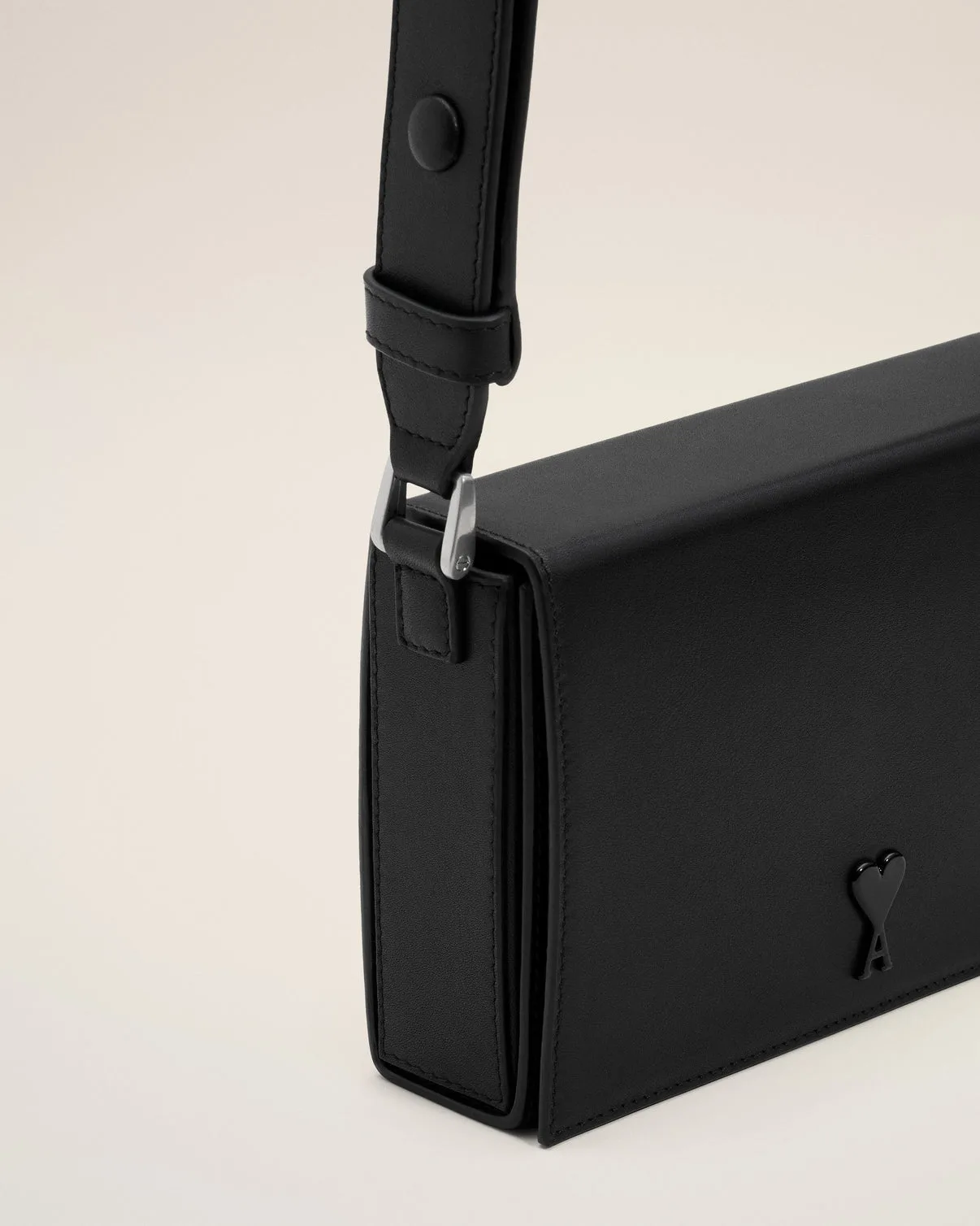Black Smooth Leather Lunch Box Bag
