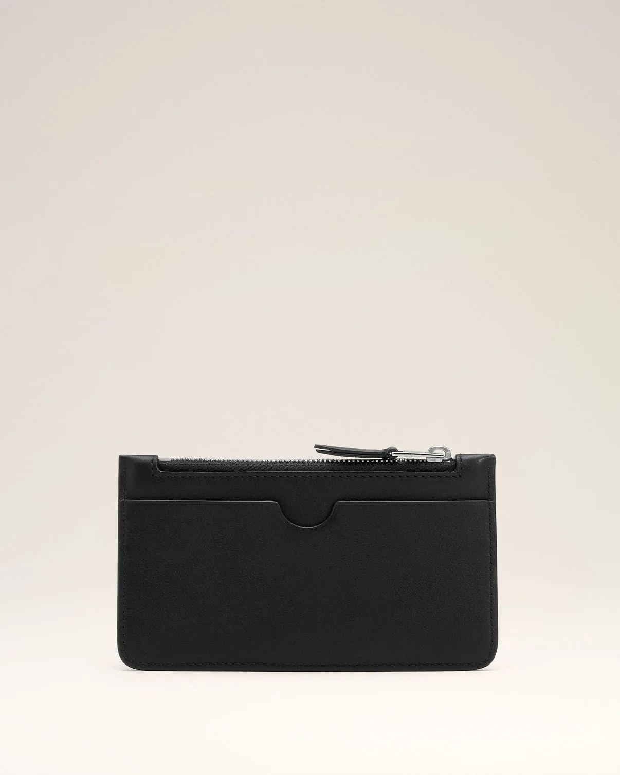 Black Smooth Leather Zipped Card Holder