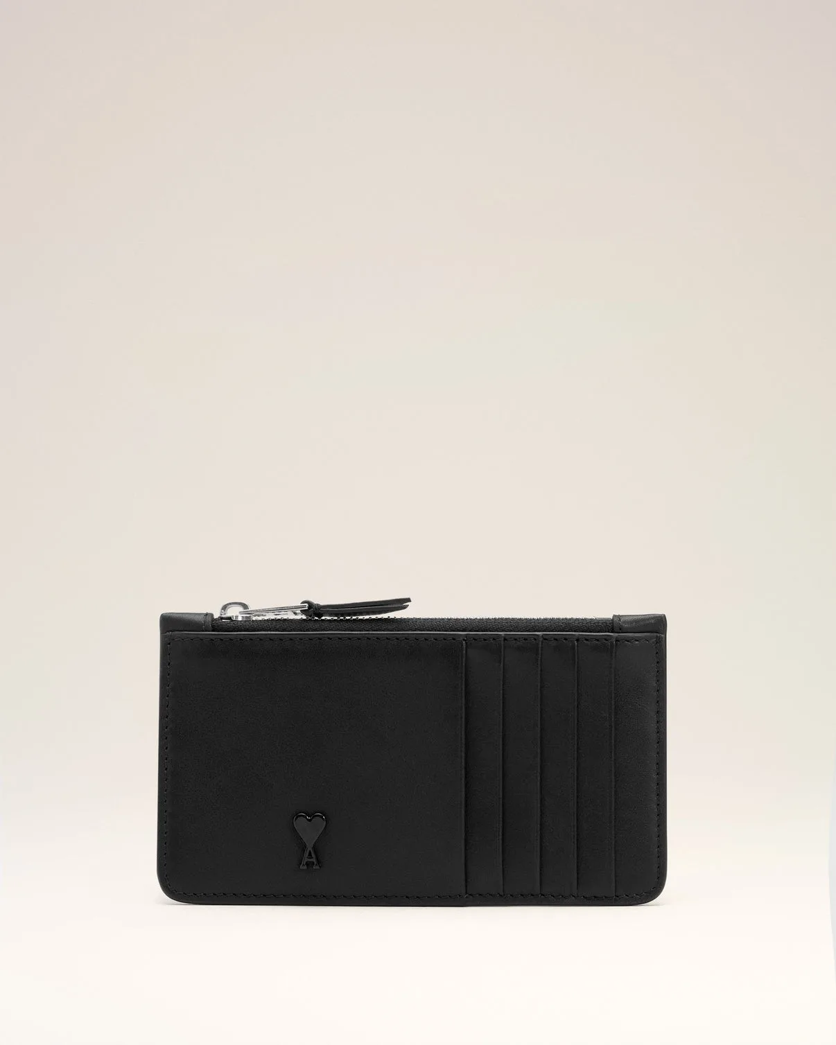 Black Smooth Leather Zipped Card Holder